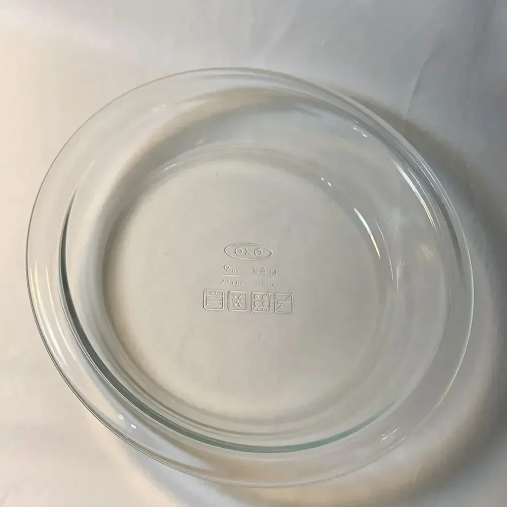 OXO 9 Inch Pie Plate Clear Glass 1.4 Quart 23 cm 1.3L Baking Heavy Durable